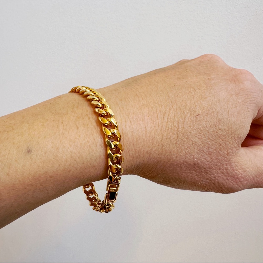18K Gold Plated Women’s 7” Chain Link Bracelet NEW